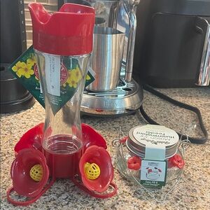 Red Hummingbird Feeder with Glass Jar hummingbird feeder set of 2